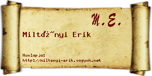 Miltényi Erik névjegykártya