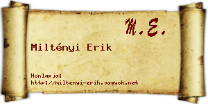 Miltényi Erik névjegykártya